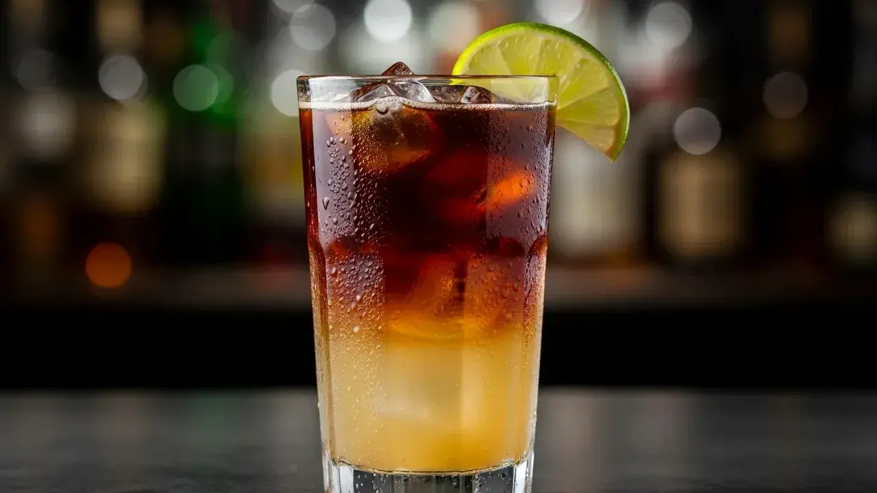 En mörk och stormig drink med is och lime, perfekt för en regnig kväll.