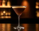 En svalkande alkoholfri espresso martini med krämig skumtopp, perfekt för en kväll på stan.