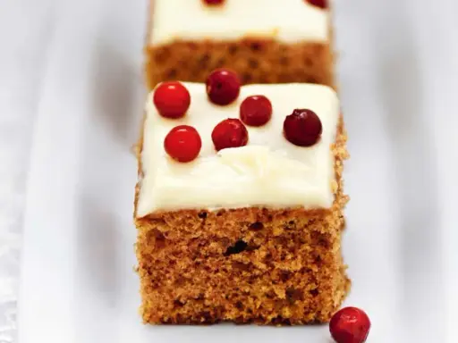 Mjuk pepparkaka med frosting och lingon. En härlig julkaka som smälter i munnen.