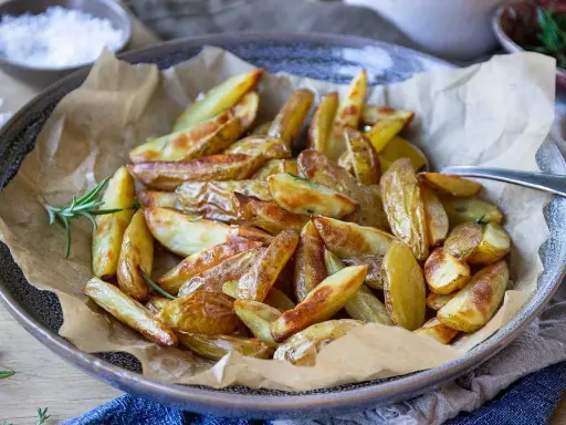 Krispiga klyftpotatis i airfryer, perfekt tillbehör med rosmarin.