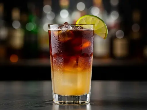 En mörk och stormig drink med is och lime, perfekt för en regnig kväll.